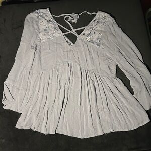 American Eagle Lace Periwinkle Long Sleeve Top Size S